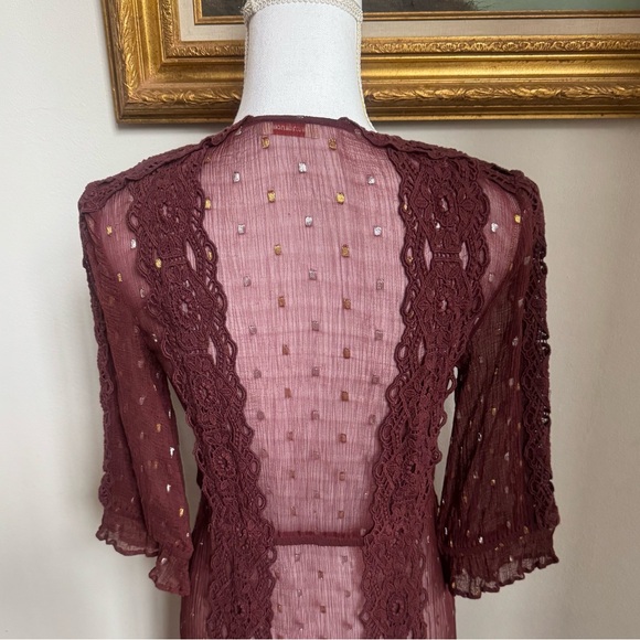 Sundance Boho Gold Flecked Sheer Over Dress - Picture 5 of 13